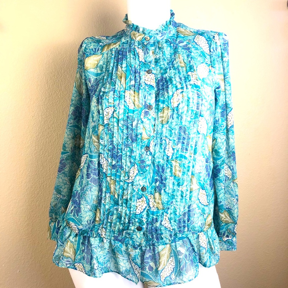 Logo Lori Goldstein Sheer Button Blouse